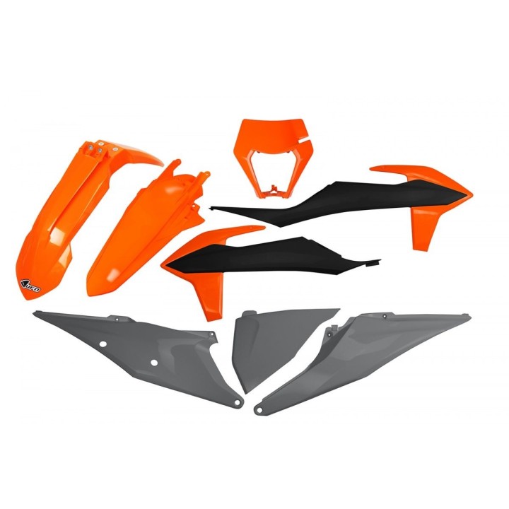 UFO komplet plastików ktm EXC 125 '20-'21, EXC 250 / 300 tpi '20-'23, exc-f 250 / 350 / 450 / 500 '20-'23 z osłoną lampy