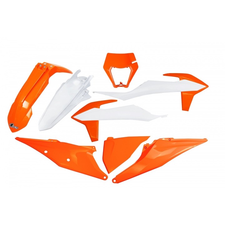 UFO komplet plastików ktm EXC 125 '20-'21, EXC 250 / 300 tpi '20-'23, exc-f 250 / 350 / 450 / 500 '20-'23 z osłoną lampy