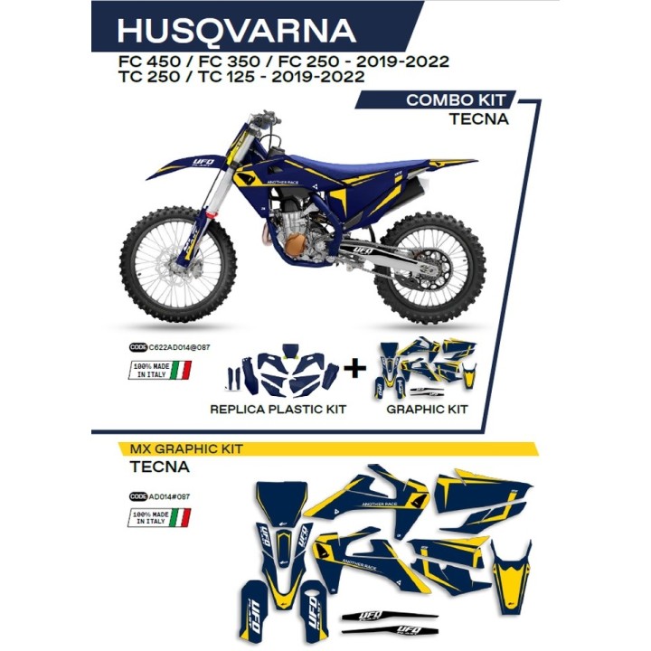 UFO komplet plastików HUKIT622087 plus komplet naklejek (oklein) husqvarna tc 125/250 '19-'22; fc 250/350/450 '19-'22 w zestawi…