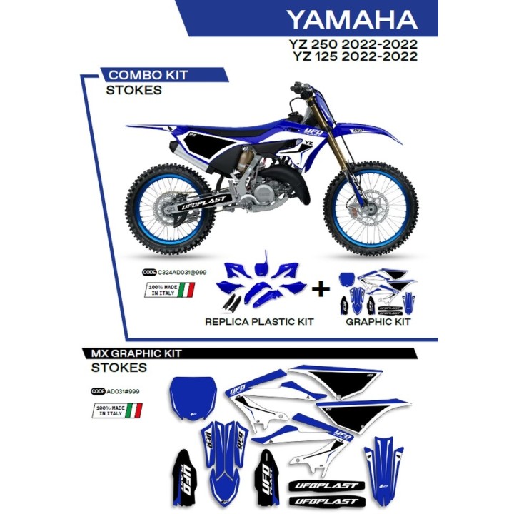 UFO komplet plastików YAKIT324999 plus komplet naklejek (oklein) yamaha yz 125/250 '22-'26, w zestawie przednia tablica (YA0486…