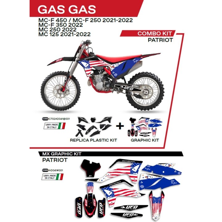 UFO komplet plastików GGKIT702001 plus komplet naklejek (oklein) gas gas mc 125 '21-'22; mc 250 '22; mcf 250/350/450 '21-'22 w…