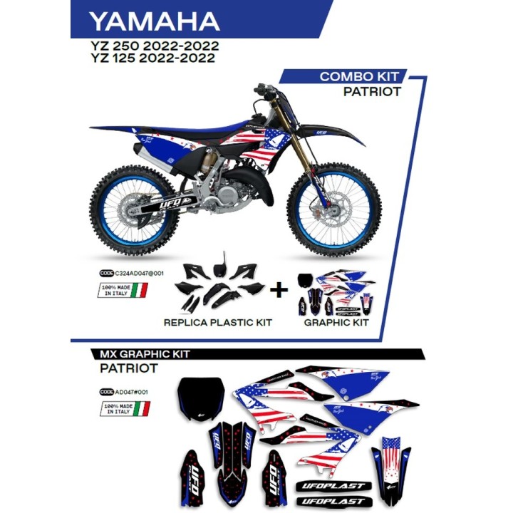 UFO komplet plastików YAKIT324001 plus komplet naklejek (oklein) yamaha yz 125/250 '22-'26, w zestawie przednia tablica (YA0486…
