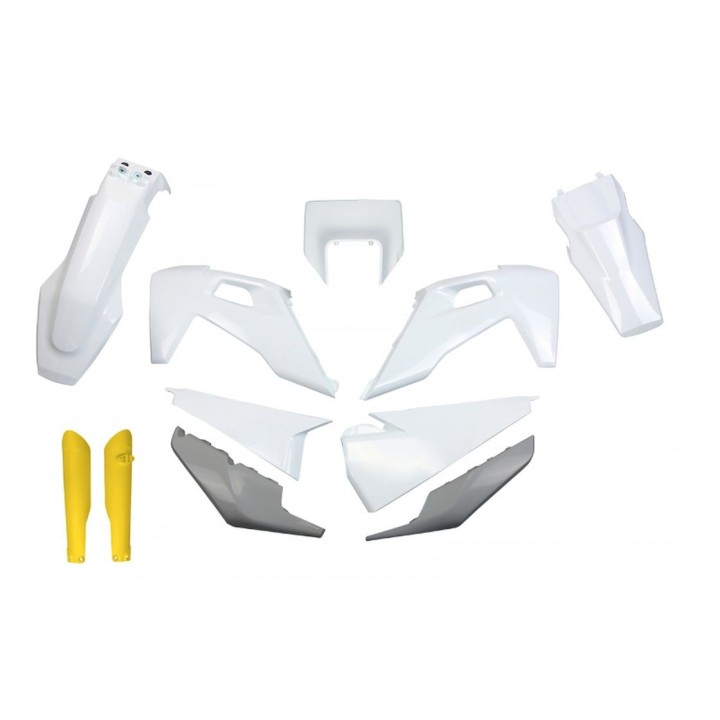 UFO komplet plastików (full kit) z osłonami teleskopów (amortyzatorów) husqvarna tx / te 125 / 150 / 250 / 300 '20-'22, fe 250…