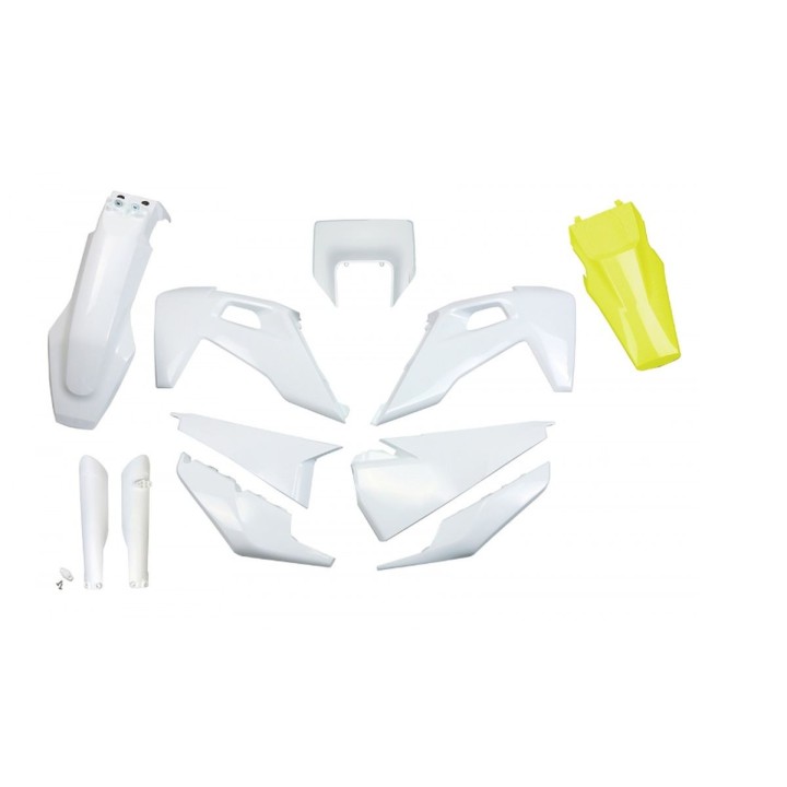 UFO komplet plastików (full kit) z osłonami teleskopów (amortyzatorów) husqvarna tx / te 125 / 150 / 250 / 300 '20-'22, fe 250…