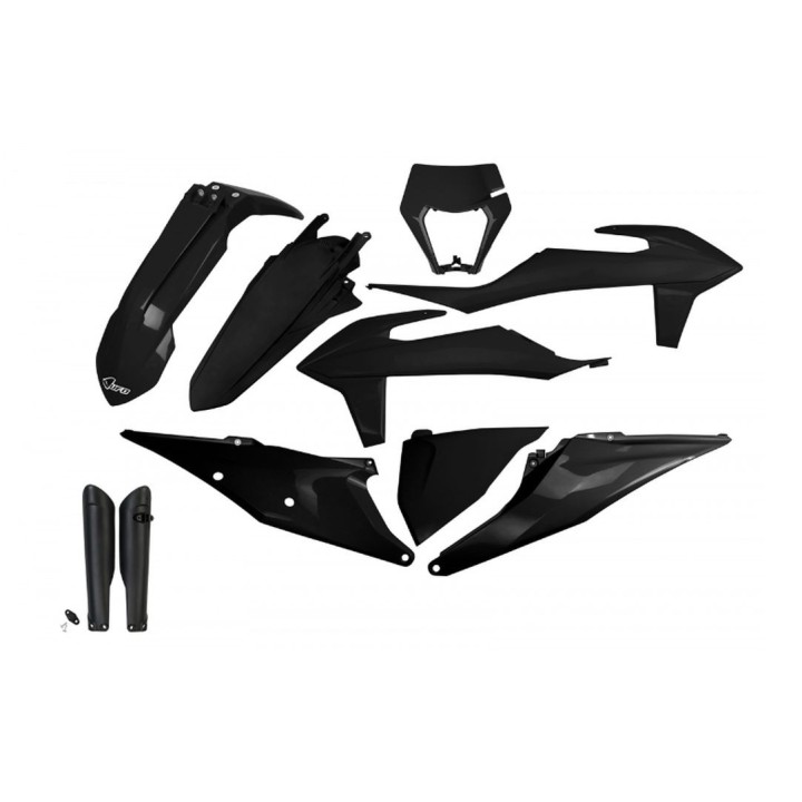 UFO komplet plastików (full kit) z osłonami teleskopów (amortyzatorów) ktm EXC 125 '20-'21, EXC 250 / 300 tpi '20-'23, exc-f 25…