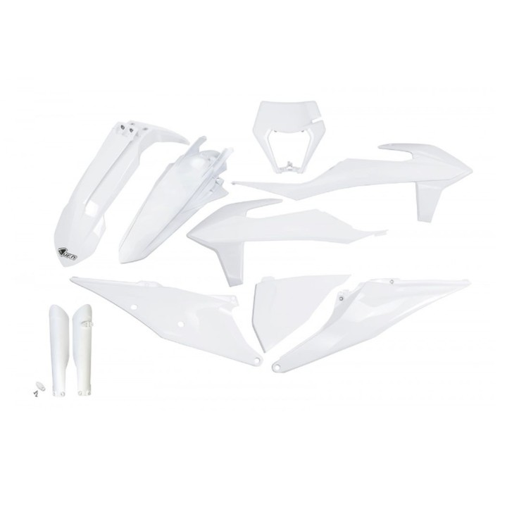 UFO komplet plastików (full kit) z osłonami teleskopów (amortyzatorów) ktm EXC 125 '20-'21, EXC 250 / 300 tpi '20-'23, exc-f 25…