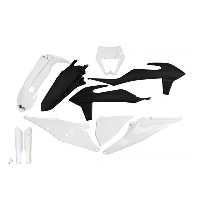 UFO komplet plastików (full kit) z osłonami teleskopów (amortyzatorów) ktm EXC 125 '20-'21, EXC 250 / 300 tpi '20-'23, exc-f 25…