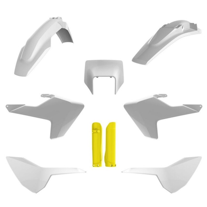 POLISPORT komplet plastików (full kit) husqvarna te/fe tpi '17-'19 w zestawie tablica przednia (8666900002) i osłony amortyzaro…