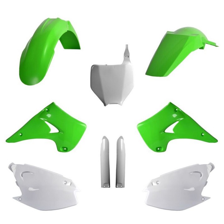 POLISPORT komplet plastików (full kit) kawasaki kx 125/250 '03 w zestawie tablica przednia (8660800002) i osłony amortyzarorów…