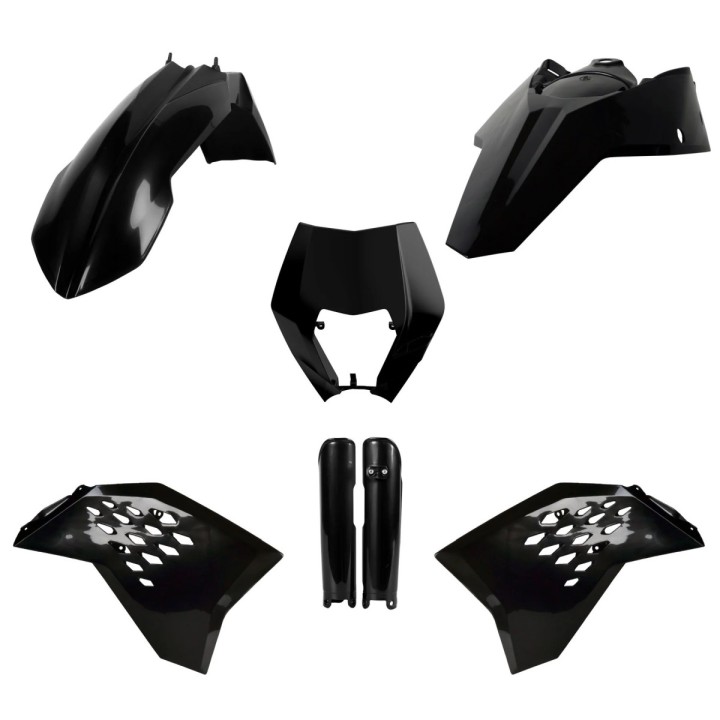POLISPORT komplet plastików (full kit) ktm exc/exc-f '08-'11 w zestawie tablica przednia (8666700003) i osłony amortyzatorów (8…