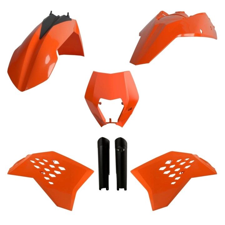 POLISPORT komplet plastików (full kit) ktm exc/exc-f '08-'11 w zestawie tablica przednia (8666700001) i osłony amortyzarorów (8…