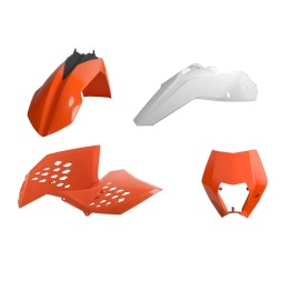 POLISPORT komplet plastików (full kit) ktm exc/exc-f '08-'11 w zestawie tablica przednia (8666700001) i osłony amortyzatorów (8…