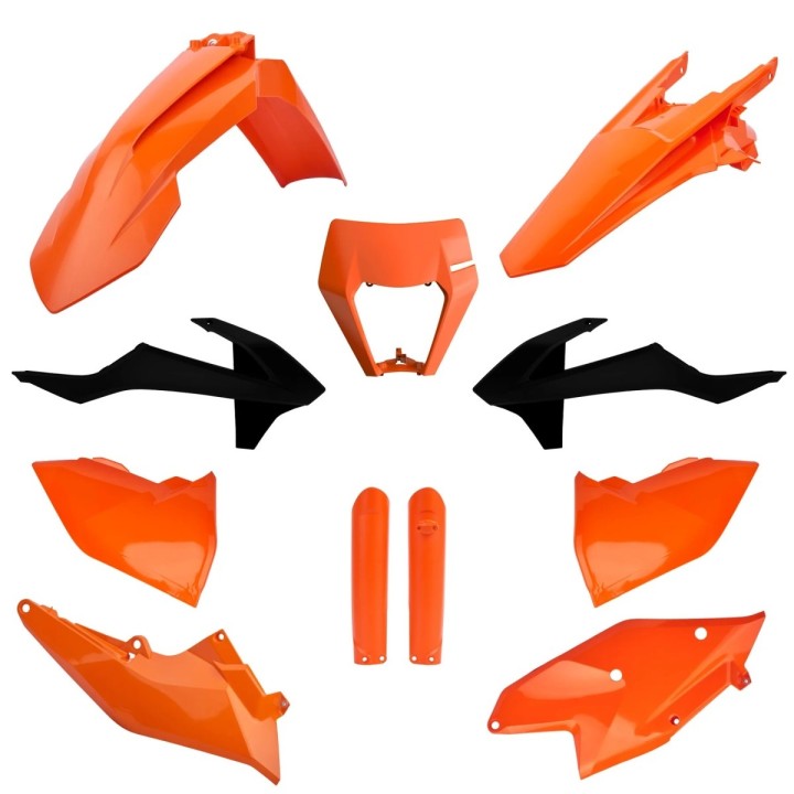 POLISPORT komplet plastików (full kit) ktm exc/exc-f tpi '17-'19 w zestawie osłona lampy (8666800006) i osłony amortyzatorów (8…