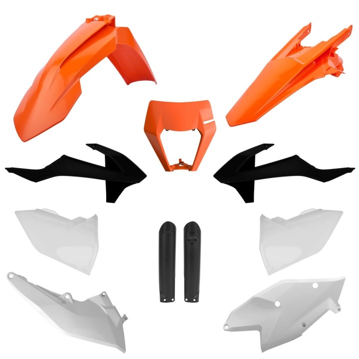POLISPORT komplet plastików (full kit) ktm exc/exc-f tpi '17-'19 w zestawie osłona lampy (8666800006) i osłony amortyzatorów (8…