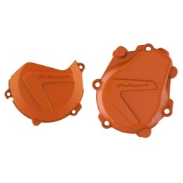 Plastiki i naklejki POLISPORT zestaw osłona pokrywy (dekla) alternatora oraz osłona pokrywy sprzęgła ktm exc-f/xc-f 450 '16-'22…