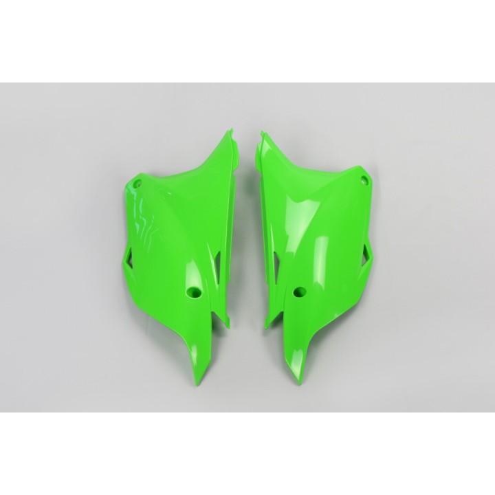 Plastiki i naklejki UFO boczki tylne kawasaki kx 85 '14-'26, kx 100 '14-'21, kx 112 '22-'26,