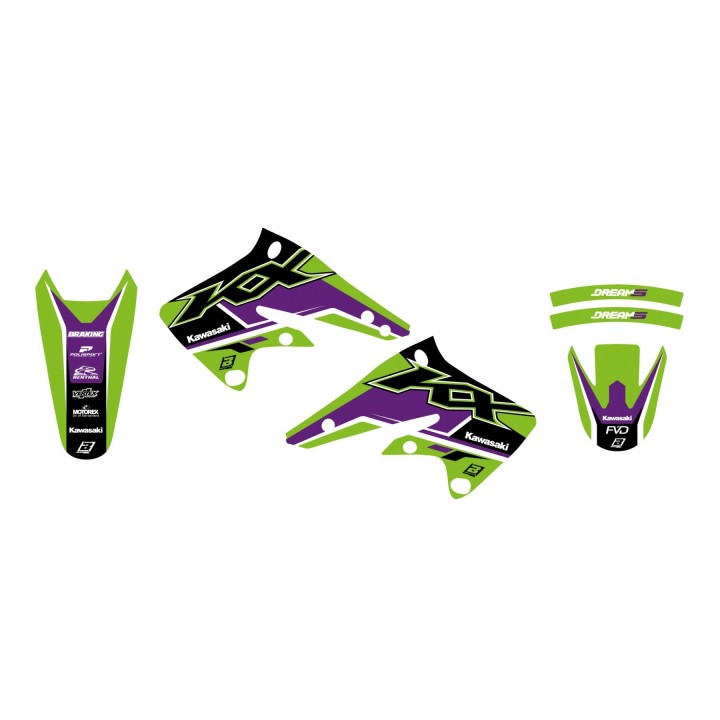 Plastiki i naklejki BLACKBIRD komplet naklejek (oklein) kawasaki kx 250F '04-'05 dream 5