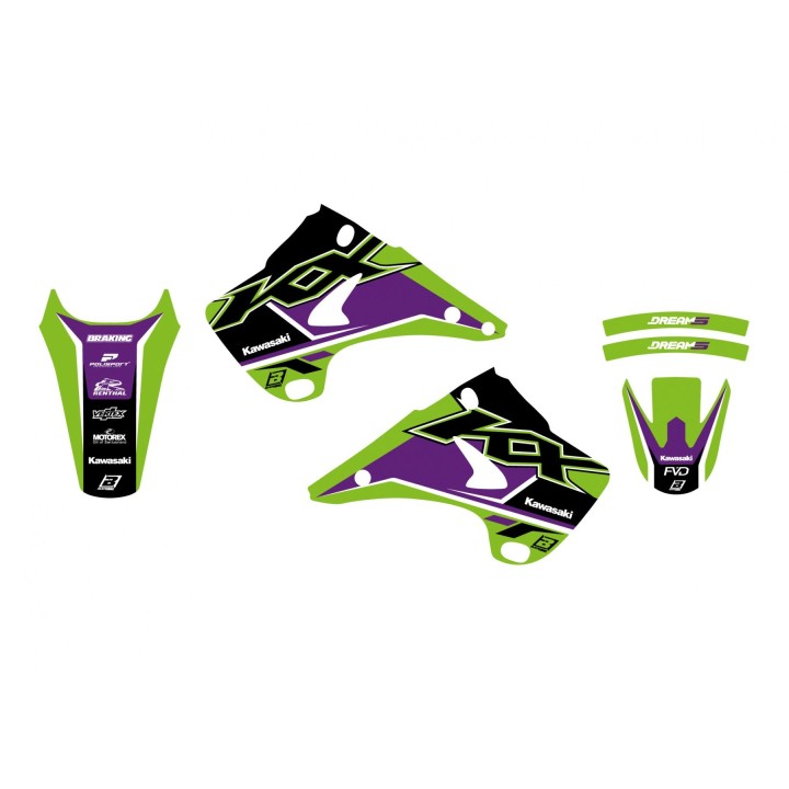 Plastiki i naklejki BLACKBIRD komplet naklejek (oklein) kawasaki kx 125/250 '03-'08 dream 5