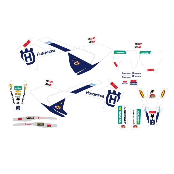 Plastiki i naklejki BLACKBIRD komplet naklejek (oklein) husqvarna fc/tc '16-'18, te/fe '17-'19 replica factory husqvarna