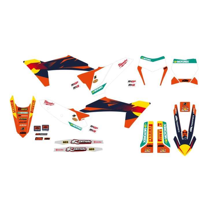Plastiki i naklejki BLACKBIRD komplet naklejek (oklein) ktm sx/sx-f '23-'24, exc/exc-f '24-'25 replica ktm factory mxgp ktm