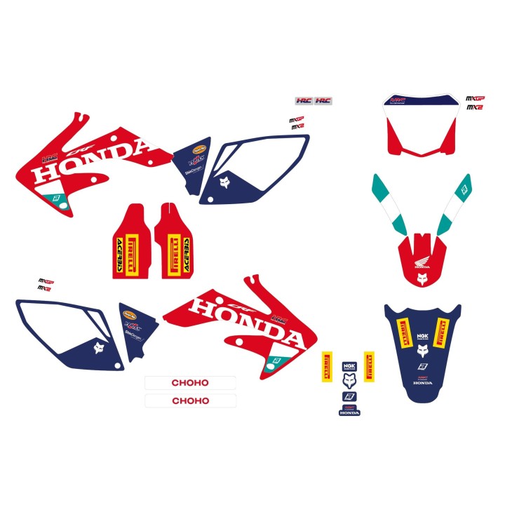 Plastiki i naklejki BLACKBIRD komplet naklejek (oklein) honda crf 250R '04-'09, crf 250X '04-'21 replica team hrc 25 honda