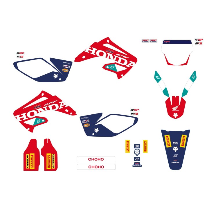 Plastiki i naklejki BLACKBIRD komplet naklejek (oklein) honda cr 125R '00-'07, cr 250R '02-'07 replica team hrc 25 honda