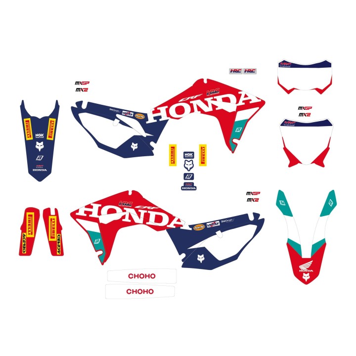 Plastiki i naklejki BLACKBIRD komplet naklejek (oklein) honda crf 250R '18-'21, crf 450R '17-'21, crf 450X '17-'24 replica team…