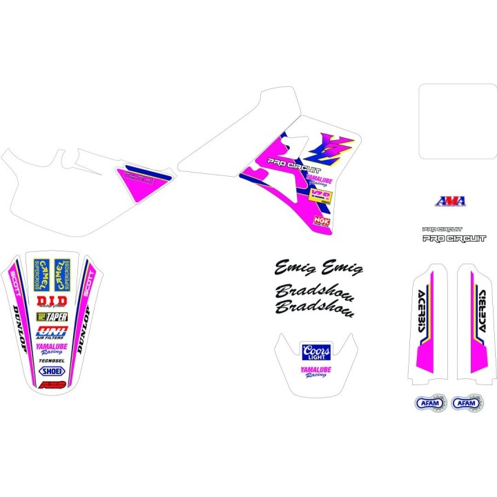 Plastiki i naklejki TECNOSEL (blackbird) komplet naklejek (oklein) yamaha yz 250 '90-'92, replica team yamaha '92 usa
