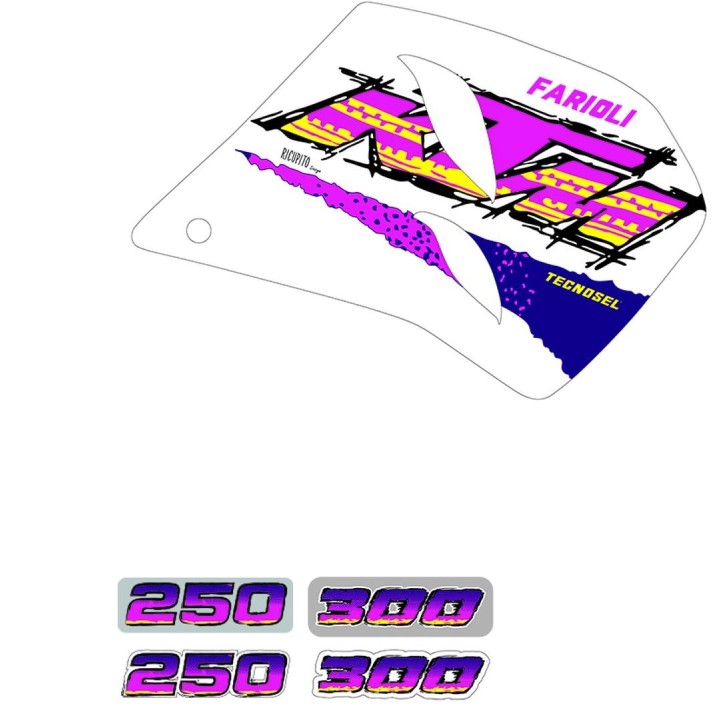 Plastiki i naklejki TECNOSEL (blackbird) komplet naklejek (oklein) ktm 250/360 '93-'97, replica team ktm enduro '94