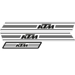 Plastiki i naklejki TECNOSEL (blackbird) komplet naklejek (oklein) ktm gs '74-'76, replica oem ktm, białe tło