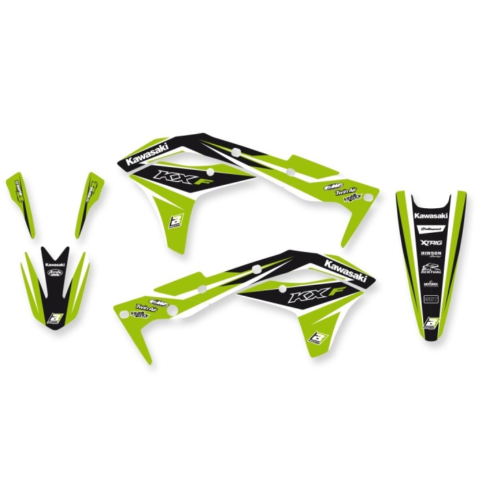 Plastiki i naklejki BLACKBIRD komplet naklejek (oklein) + pokrowiec poszycie na siedzenie kawasaki kxf 250 '17-'20 dream 4