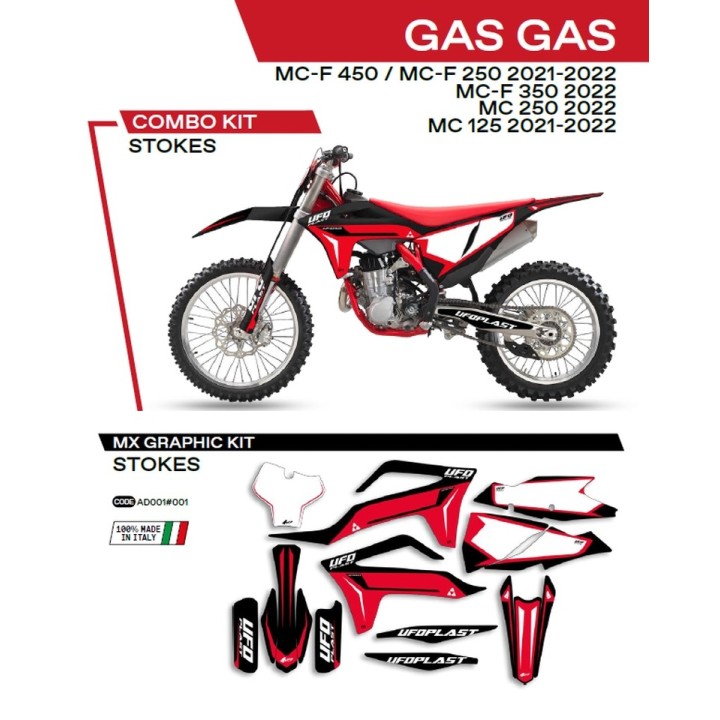 Plastiki i naklejki UFO komplet naklejek (oklein) gas gas mc 125 '21-'22; mc 250 '22; mcf 250/350/450 '21-'22 stokes