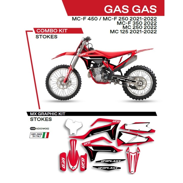 Plastiki i naklejki UFO komplet naklejek (oklein) gas gas mc 125 '21-'22; mc 250 '22; mcf 250/350/450 '21-'22 stokes