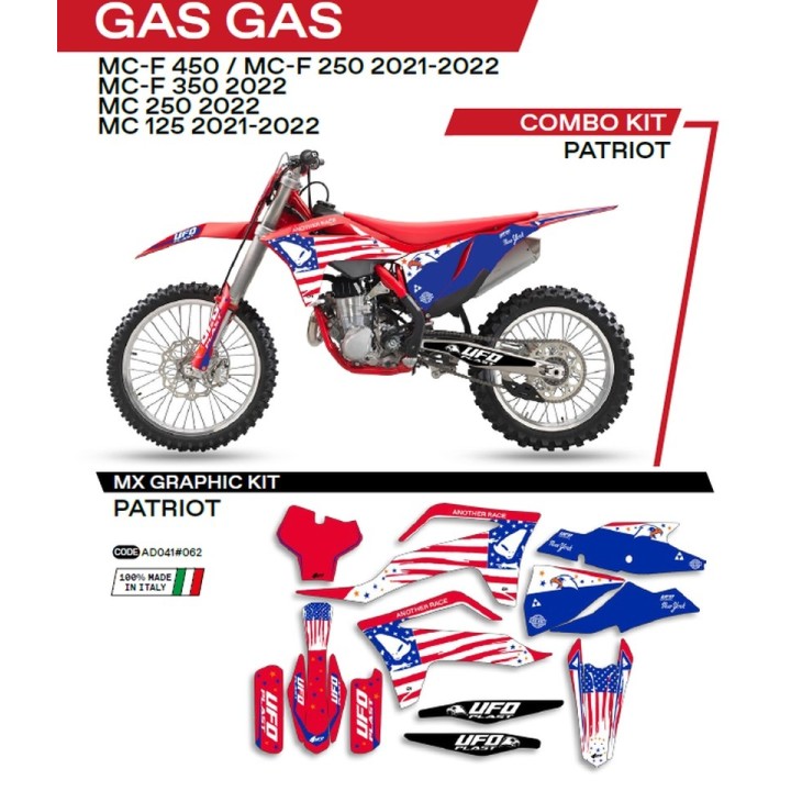 Plastiki i naklejki UFO komplet naklejek (oklein) gas gas mc 125 '21-'22; mc 250 '22; mcf 250/350/450 '21-'22 patriot