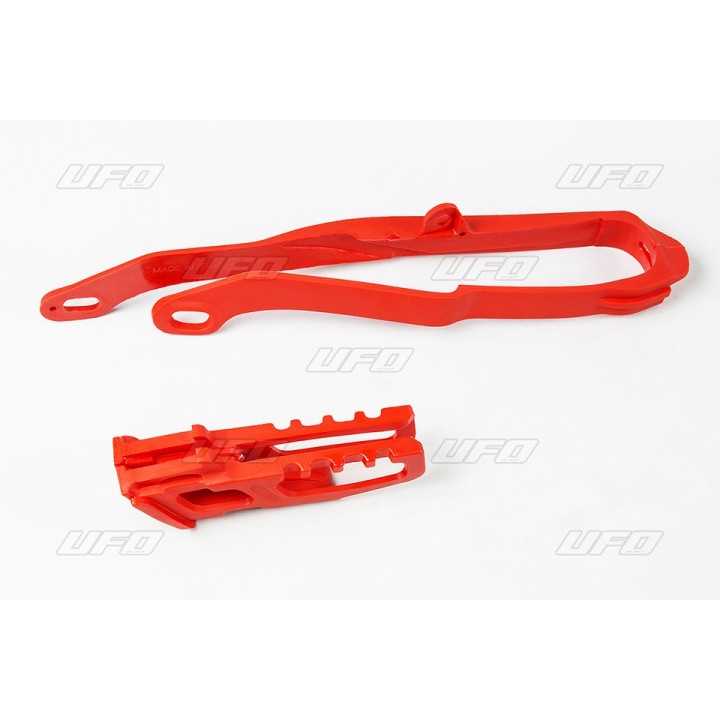 Plastiki i naklejki UFO komplet ślizg (HO03671070) + prowadnica (HO04623070) łańcucha honda cr 125 / 250 '07, crf 250 r '07-'09…