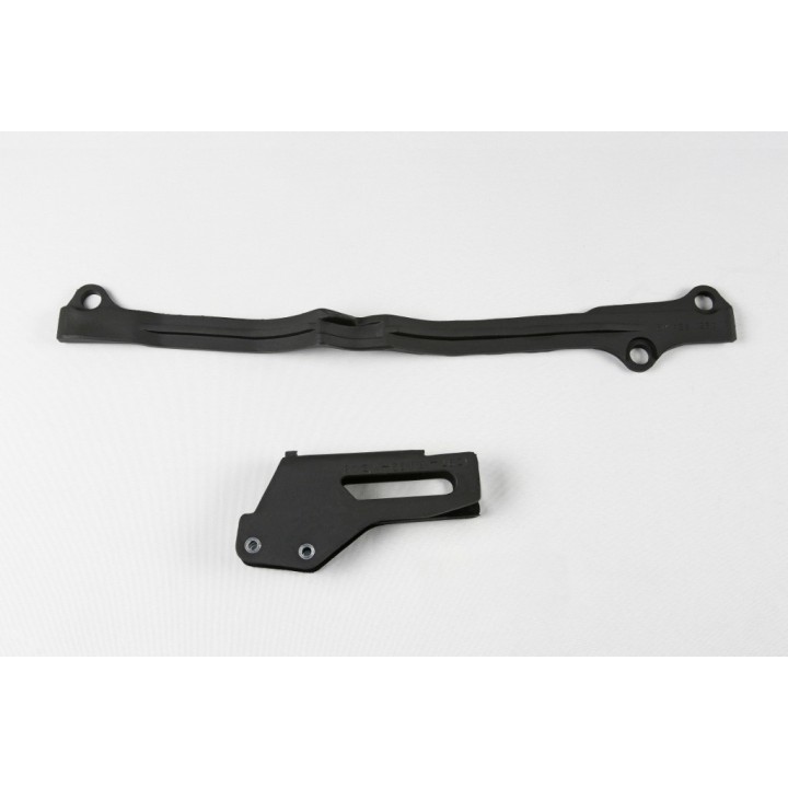 Plastiki i naklejki UFO komplet ślizg (SU03991) + prowadnica (SU03908) łańcucha suzuki rm 125/250 '01-'25
