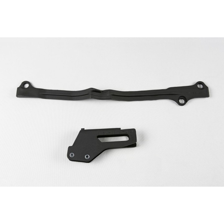 Plastiki i naklejki UFO komplet ślizg (SU03991) + prowadnica (SU03908) łańcucha suzuki rm 125/250 '01-'25