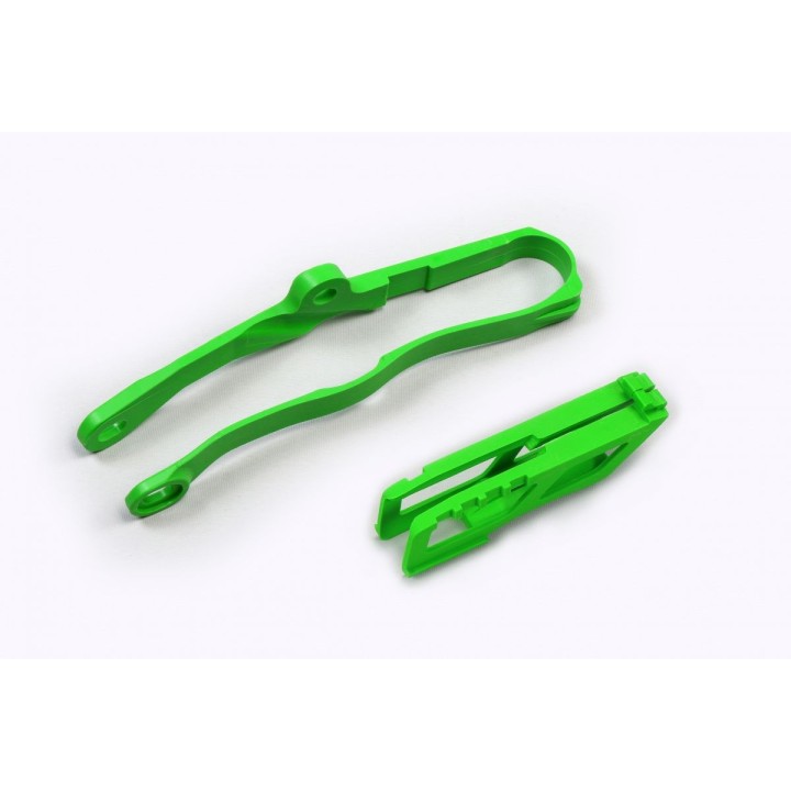 Plastiki i naklejki UFO komplet ślizg + prowadnica łańcucha kawasaki kxf 250 '21-'25, kxf 450 '19-'25