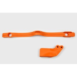 Plastiki i naklejki UFO komplet ślizg (KT03069127) + prowadnica (KT03068127) łańcucha ktm sx/exc 125/200/250/300, exc-f 450 '97…