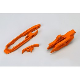 Plastiki i naklejki UFO komplet ślizg (mały i duży) + prowadnica łańcucha ktm SX 125/150/250, sx-f 250/350/450 '11-15, SX 250 '…