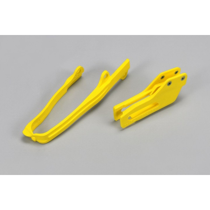 Plastiki i naklejki UFO komplet ślizg (SU04912102) + prowadnica (SU03908102) łańcucha suzuki rmz 250 '10-18, rmz 450 '07, '10-1…