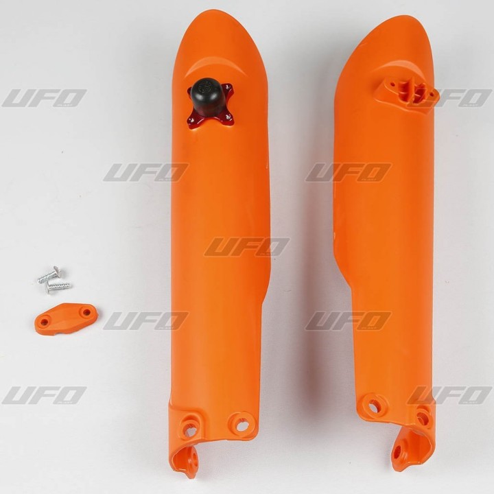 Plastiki i naklejki UFO osłony teleskopów ( amortyzatorów ) przednich ktm SX / sx-f '15-'22, z blokadą