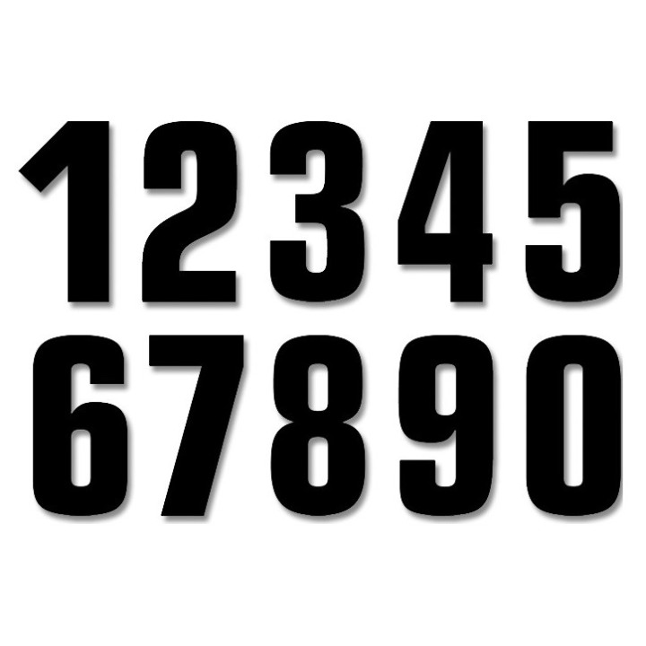 Plastiki i naklejki BLACKBIRD numery startowe 13CM x 7CM proste,