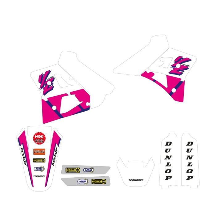 Plastiki i naklejki TECNOSEL (blackbird) komplet naklejek (oklein) + pokrowiec/poszycie na siedzenie yamaha yz 250 '91-'92, rep…