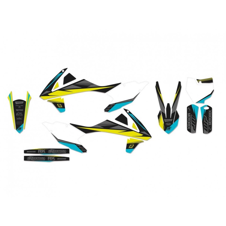 Plastiki i naklejki BLACKBIRD komplet naklejek (oklein) + pokrowiec poszycie na siedzenie ktm sx/sx-f '16-'18, exc/exc-f '17-'1…
