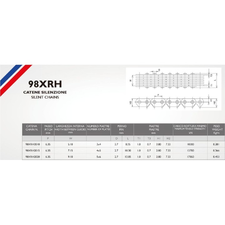 Silnik MORSE łańcuszek rozrządu 98XRH2020 126 ogniw yamaha yzf R1 '09-'14 zakuty (zamknięty)