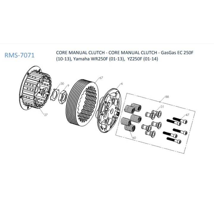 Silnik REKLUSE sprzęgło manualne core - gasgas ec 250F '10-'15, ec 300F '13-'15, yamaha WR250F '01-'18, YZ250F '01-'18, YZ250FX…