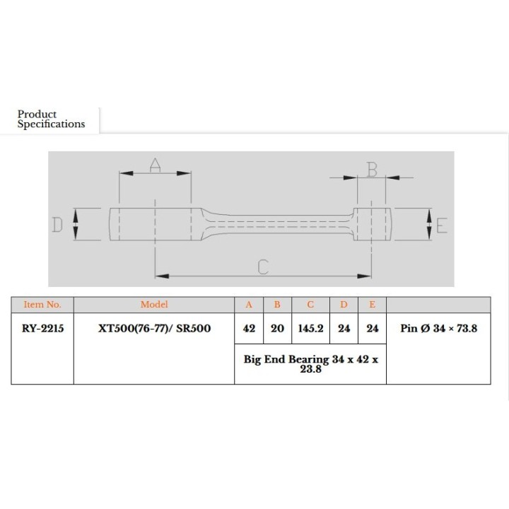 Silnik ROYAL RODS korbowód yamaha xt 500/SR 500 (XT500)