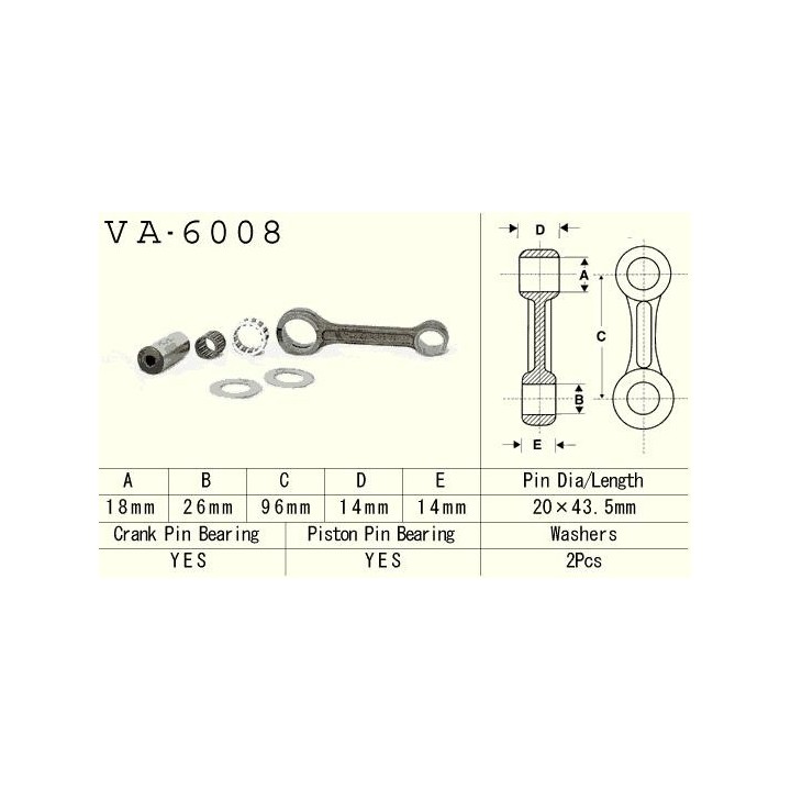 Silnik VESRAH korbowód yamaha yz 80 (YZ80) '93-'01, yz 85 (YZ85) '02-'18 (VA6008) (made in japan)