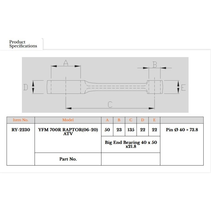 Silnik ROYAL RODS korbowód yamaha yfm 700 (YFM700) raptor '06-'25, grizzly 700 '07-'15, '19-'25, rhino 700 '08-'13, viking '14-…